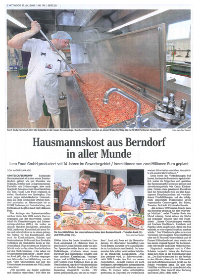 LeRo Food in der Leipziger Volkszeitung